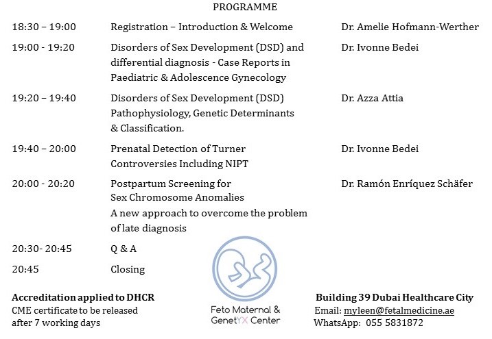 Seminar on Reproductive Anomalies & Disorders of Sex Development Agenda Dubai Dr. Ramón Enríquez-Schäfer