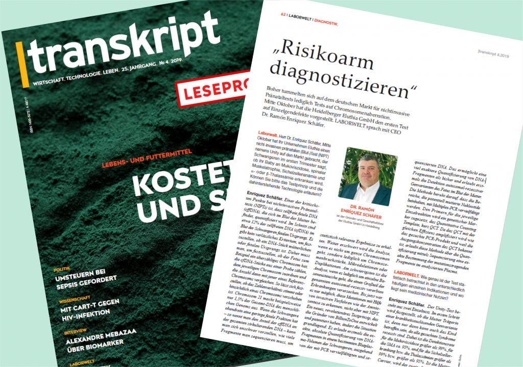 transkript interview mit Eluthia Gründer Unoity test NIPT mukoviszidose SMA